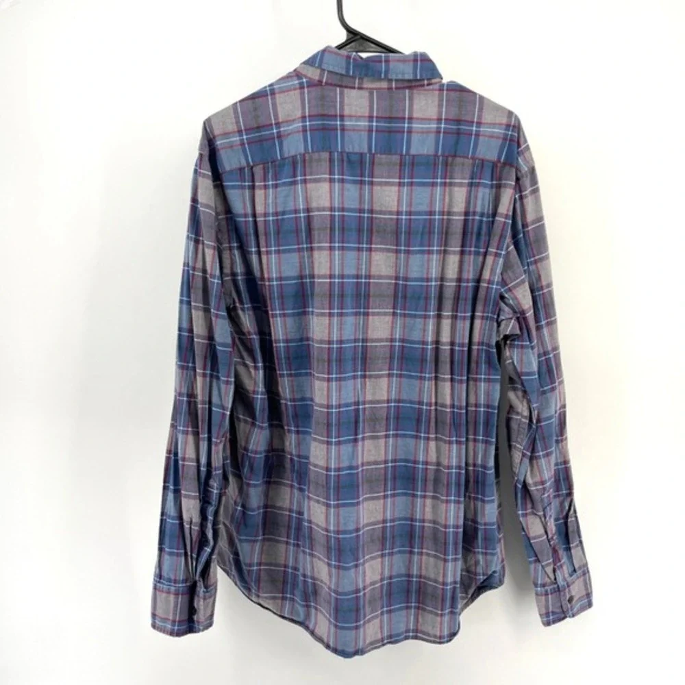 J Crew Plaid Button Down Shirt Mens XL Blue Gray Red Long Sleeve Cotton Casual‎